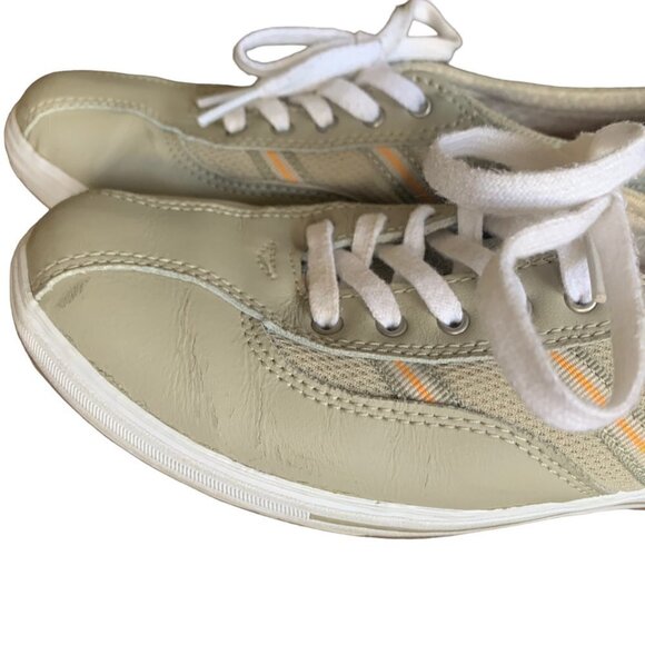 Keds Leather Lace-Up Oxford Sneaker Contrast Stripe 7.5 Stone/Taupe Beige 144T - Picture 6 of 9